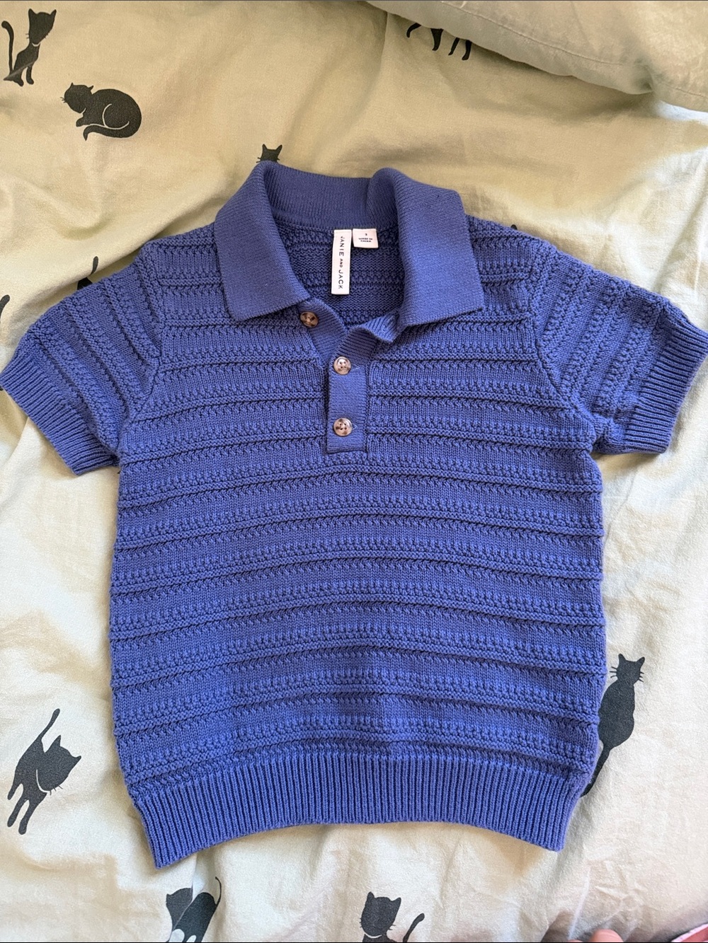 Janie and Jack Blue Knit Short-Sleeve Polo